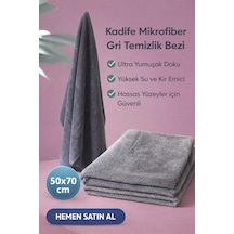 Kadife Mikrofiber Velvet Pelüş 50x70 Gri Temizlik Bezi
