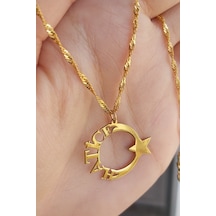 925 Ayar Gümüş 24 Ayar Altın Kaplama İsimli Ayyıldız Kolye Gold