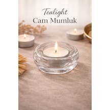 Tealight Cam Mumluk Beyaz