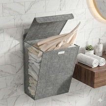 Panier Gri Pratik Duvara Asılabilir & Katlanır Kirli Çamaşır Sepeti - 2 Adet Askı Aparatı Dahil Diğer