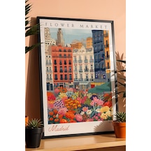 Madrid İspanya Çerçeveli Tablo Seyahat Severlere Salon Ve Ofis İçin Estetik Duvar Dekoru Travel Flower Market
