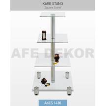 Aferafsistemleri Kare 4 Katlı Cam Stand, Teşhir Standı, Camlı Stand