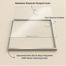 Doğanın Üç Ruhu - Gerçek Cama Baskı Gold Alüminyum Metal Çerçeveli Tekli Modern Tablo
