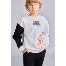 Defacto Nba Bisiklet Yaka İçi Yumuşak Tüylü Kalın Kumaş Sweatshirt Erkek Çocuk I2196a826wnwt34 Beyaz-wt34