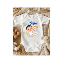 Lupi Dişim Çıktı Yazılı Erkek Bebek Zıbın ekru