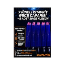 7 İğneli İstavrit Gece Çaparisi 5 Adet +5 Adet 30 Gr Kurşun 11 Numara Kırmızı İğne 0.25 Beden 0.15 Köstek