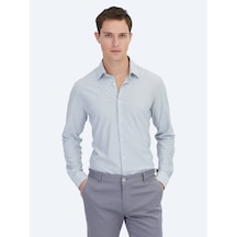 Kip Siyah Çizgili Regular Fit Casual Pamuk Karışımlı Gömlek
