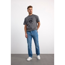 76077-73604 Erkek Regular Fit Mıd Waıst Mid Leg Denim Pantolon 76077-73604 Buz Mavisi