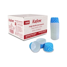 Kafem Açık Mavi Puantiyeli Muffin Kek Kapsülü 50li X 30 Paket Koli - K02 Mavi