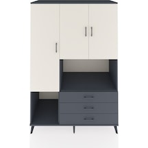 Kronos Dolap 6 Raflı 3 Çekmeceli 3 Kapaklı 132x59x195 Antrasit-aytaşı/antrasit Aytası/antrasıt