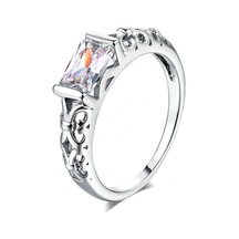 Novahub Beyaz Sace Gems Klasik Bakır Alaşım Zirkon Yüzük Bayanlar Takı Düğün Promise Parti Hediye 10 Beyaz Beyaz