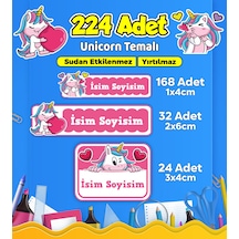 Unicorn Temalı Okul Kreş Kişiye Özel İsim Etiket Seti - Model 565 Çok Renkli