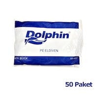 Dolphin Pe Gıda Temizlik Tek Kullanımlık Şeffaf Poşet Market Eldiven Büyük Boy 100 Adetlik 50 Paket