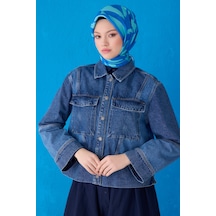 BELLİ Saf İpek Eşarp 4123d Twill İpek -54 Mavi