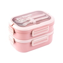 Pembe Paslanmaz Çelik 2 Katlı Çatal Ve Kaşıklı Yemek Taşıma Kabı 1.65l Yemek Termosu Diğer