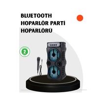 Bluetooth Bağlantılı Taşınabilir Hoparlör - Led Işıklı Fm Radyolu Mikrofon Girişli Renkli