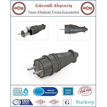 Kauçuk Monofaze 1x16 Amper - 220 Volt Topraklı Erkek Fiş
