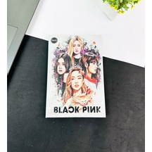 Black Pink Girl Tasarımlı Lastikli Defter - Renkli