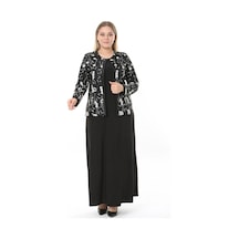 Ladies First Büyük Beden 3905 Siyah Ceket + Elbise Takım 001