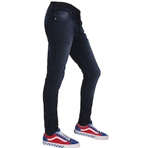 Erkek Denim Jeans Dar Paça Kot Pantolon Spor Giyim Lacivert