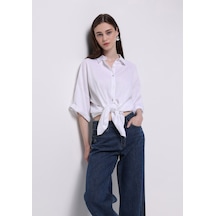 Colin's Colins Relaxed Fit Shirt Neck Düz Kadın Beyaz Roll-up Gömlek Cl1074035 Q1.v1 Wht Beyaz