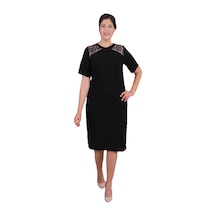 Nidya Moda Büyük Beden Kadın Siyah Abiye Elbise-4153S Siyah