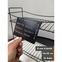 10 Adet Silinebilir Karatahta Siyah Etiket 14 x 10 CM Tel Raflar 8mm