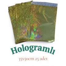 Hologramlı Hediye Paketi 25 Adet 35x50 Altın Hazır Yapışkanlı Hediye Poşeti