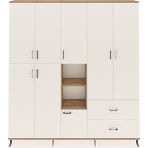 Arges Dolap 12 Raflı 2 Çekmeceli Tek Askılı 220x30x243 Çam-aytaşı/aytaşı Aytası/aytası