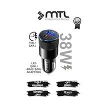 Araç Şarj Aleti Çakmaklık 38w Type-c + Usb Çift Portlu - Qualcomm Qc 4.0 Desteği Mt-a1833 Siyah İle Uyumlu