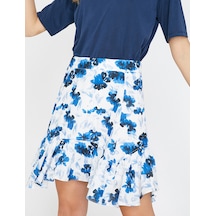 Koton Skirtly Yours Styled By Melis Ağazat - Çiçekli Mini Etek Mavi Desenli 9yak78236pw