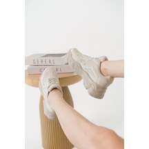 Daxtors D0141 Kadın Günlük Ortopedik Sneaker Spor Ayakkabı Bej