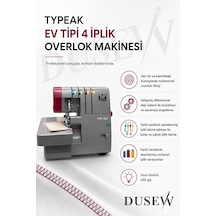Typeak Overlok Makinesi 3-4 Iplik Ev Tipi Dikiş Makinası Profesyonel Kenar Temizleme Cy-typm-453 1