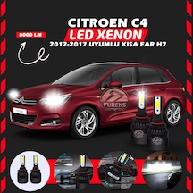 Citroen C4 2012-2017 Kısa Far Uyumlu Şimşek Etkilii Led Xenon Light Seriess H7