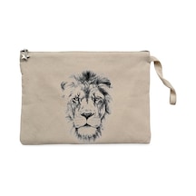 Lion Brothers Lion Face Krem Clutch Astarlı Cüzdan / El Çantası Krem