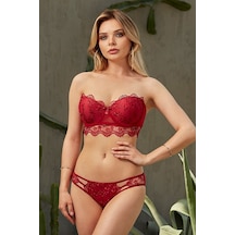 Nurteks 4584 Kadın Destekli Sütyen Külot Takım-bordo Bordo