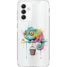 Samsung Galaxy M23 İle Uyumlu Splash Bukalemun Tasarımlı Şeffaf Silikon Kılıf Şeffaf