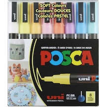Uni-ball Posca 0.9-1.3 Su Bazlı Poster Markörü Soft Renk 8 Li Pc-3m/8c Çok Renkli