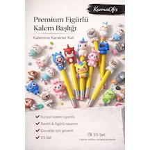 Premium Figürlü Kurşun Kalem Başlığı 5 Li Set Renkli, Eğlenceli & Rastgele Figürlü Çok Renkli5