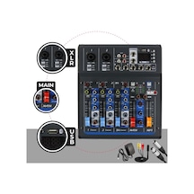 Midex MDX-45S Ses Mikseri Stüdyo Kayıt İçin 4 Kanal Ses Kartlı  +48V Phantomlu Kayıt Mikseri