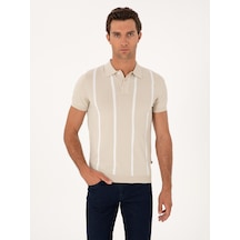 Bej Slim Fit Polo Yaka Triko T-shirt