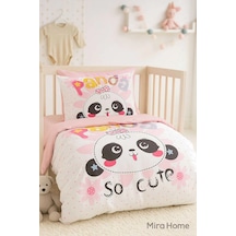 Yenidoğan Kız Bebek Nevresim Takımı %100 Pamuklu Panda So Cute Çok Renkli