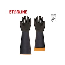 H2-60 Asit Eldiveni Siyah 60cm Avuçiçi Tırtıklı Gri