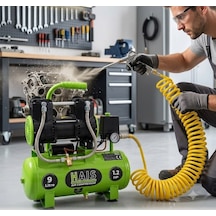 Hais 9 Litre Sessiz Yağsız Hava Kompresörü 1.2 Hp Yeni Model