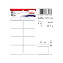 Tanex Ofc-120 34X52 Mm Beyaz Etiket 80 Adet