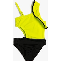 Koton Mayo Pencere Detaylı Fırfırlı Limon Sarısı 3skg30024bm 3SKG30024BMLMS Sarı