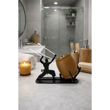 Samuray Figürlü Dekoratif Kulak Çubuğu Tutucu Dekoratif & Fonksiyonel Banyo Organizeri Dekorasyonu Siyah - Kahverengi Samuray Figürlü Dekoratif Kulak Çubuğu Tutucu Dekoratif & Fonksiyonel Banyo Organizeri Dekorasyonu Siyah - Kahverengi