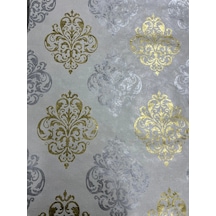 Damaks Gold Gümüş Desen Duvar Kağıdı Çok Renkli