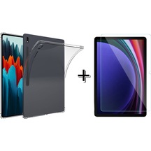 Forzacase Samsung Galaxy Tab Uyumlu S9 Fe Plus 12.4 Anti Shock Silikon Kılıf + Temperli Kırılmaz Cam - Fc014 Şeffaf