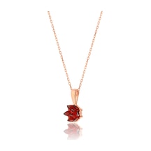 Zanaatsilver Gümüş Rose kaplama Garnet taşlı Lotus Çiçeği kolye
